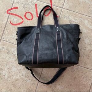 *SOLD
Like new Coach Black Leather Duffel with Brown-Trim Straps
